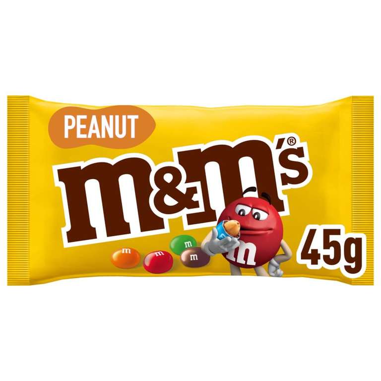 M&M's Peanuts Snack en Bolitas de Colores con Cacahuete y Chocolate con Leche (24 x 45g)