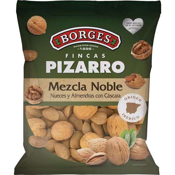 Borges Pizarro Nueces y almendras con cáscara bolsa 500 g (Caducidad: 02/11/2024) (12 bolsas 19,99€)