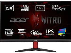 Monitor gaming - Acer Nitro KG242YE, 23.8" Full HD IPS, 1 ms, 100 Hz, 2 x HDMI(1.4) + 1 x VGA, FreeSync, Negro
