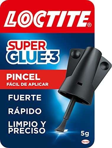 Loctite Super Glue-3 Pincel, pegamento transparente con pincel aplicador, con fuerza instantánea y de fácil uso, 1x5