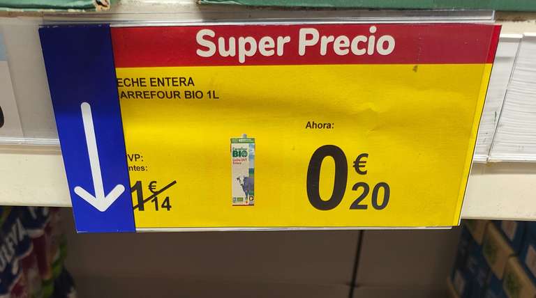 Leche entera BIO Carrefour 0,20€/L en El Prat de Llobregat (Barcelona)