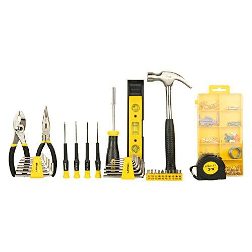 STANLEY STMT0-74101 - Juego de herramientas 38 piezas, incluye martillo, alicates, flexómetro y destornillador