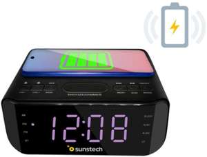 Radio Despertador con Carga inalámbrica, Carga USB, Radio FM con 20 presintonías, Bluetooth V5.0 y Pantalla LED