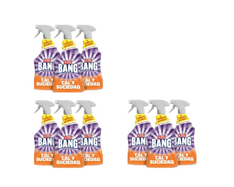 3 Pack de 3 x 1 L, total 9 L - Cillit Bang Cal y Suciedad, potente limpiador baño, cocina, formato spray