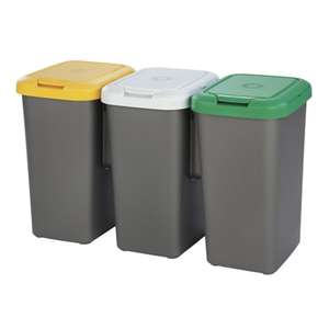Set 3 papeleras de reciclaje de 75 litros en total fabricadas en plástico 79 x 33 x 48 cm
