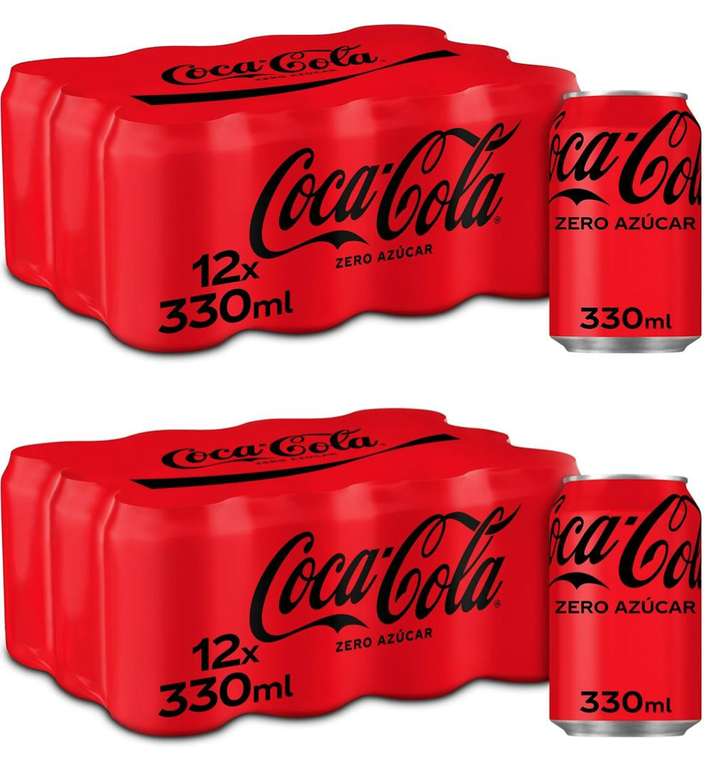 2x Pack de 12 Coca-Cola Zero Azúcar [24 Latas, 0,58€ c/ud]