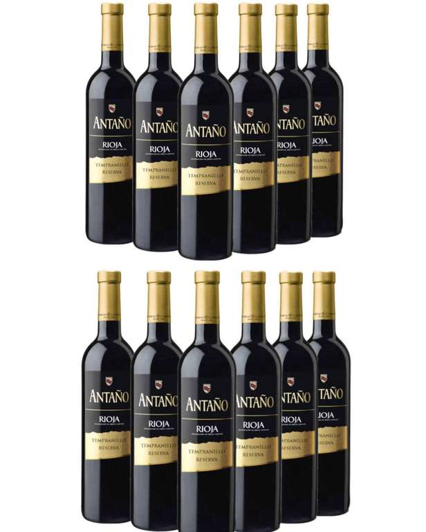 12 Botellas Antaño Reserva - Vino Tinto D.O Rioja - 12 x 750 ml