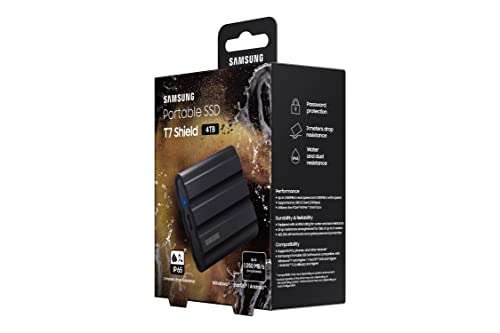 SAMSUNG T7 Shield SSD portátil 2 TB - USB 3.2 Gen.2 SSD Externo Negro