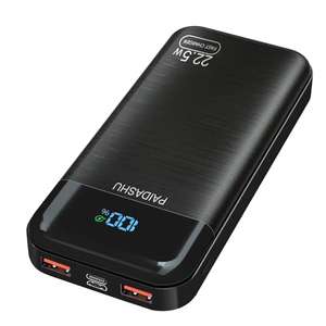 Mini batería externa portátil powerbank 10.000mAh. Conexiones USB x2,  Lightning y USB-C.