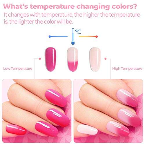 Kit de gel de uñas de polietileno, Ohuhu 12 colores Kit de gel de uñas Creador de mejora con extensión de cambio de color de 4 temperaturas