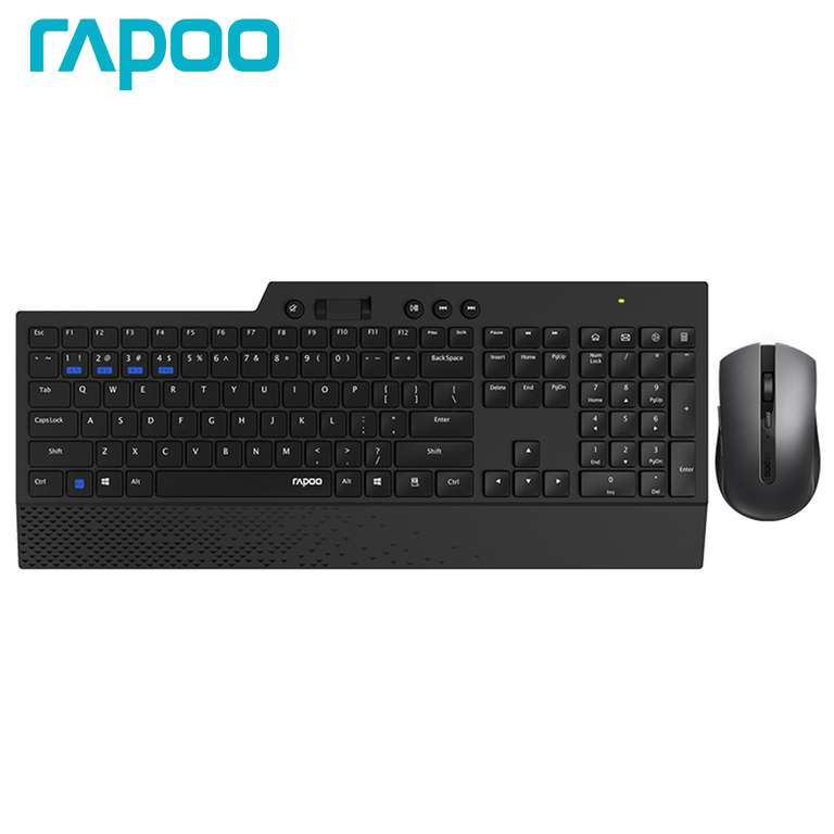 Rapoo-teclado y ratón inalámbricos multimodo 8200T, Combo de Bluetooth + 2,4G con teclas Multimedia, diseño en inglés