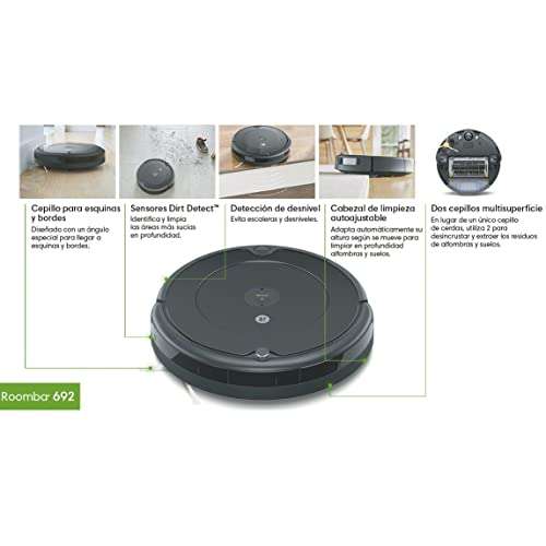 Robot Aspirador iRobot Roomba 692 con Wi-Fi, Sistema Limpieza en Tres Fases, Compatible con Asistente de Voz