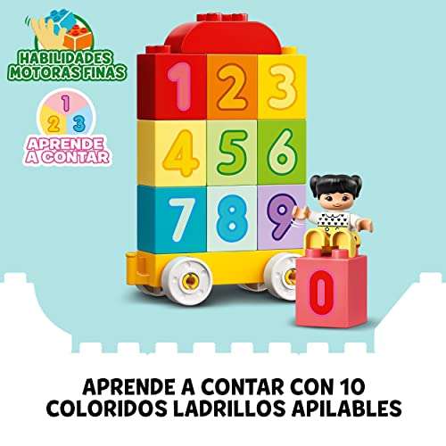 LEGO 10954 Duplo Tren de los Números: Aprende a Contar, Juguete para Niños de 1.5, 2 y 3 Años o Más, Set con Perrito y Figuras Educativas