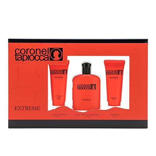 CORONEL TAPIOCCA - Extreme, Estuche de Regalo, Perfume Hombre, Pack 3 Piezas (Perfume 75 ml + Gel de Baño 75 ml + After Shave 75 ml)