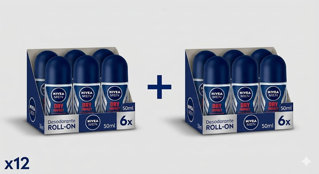 2 PAQUETES (1,15€/unidad) - NIVEA MEN Dry Impact Pack de 6 x 50 ml