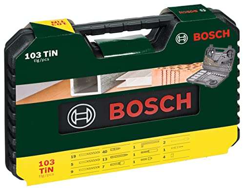 Bosch Profesional Maletín de 103 V-Line unidades para taladrar y atornillar para madera, piedra y metal