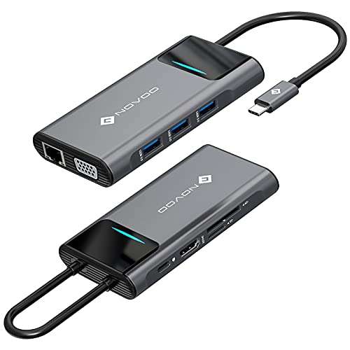 HUB USB C 9 en 1, Adaptador USB C con RJ45