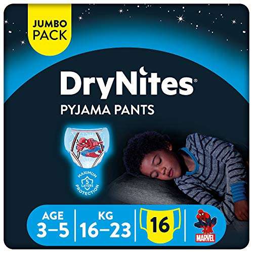 2 X 1 Huggies DryNites, 3 - 5 años niño, 16 pañales (Más en descripción)