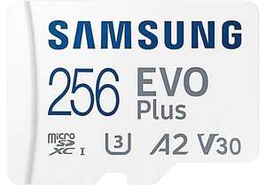 Tarjeta Micro SDXC - Samsung Evo Plus MB-MC256KA/EU, 256 GB, Clase 10, V30, UHS-I,, Lectura 130 MB/s, Blanco (+AMAZON)