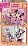 Educa - Minnie Ayudantes Felices Mickey and The Roadster Racers 2 Puzzles de 25 Piezas, Multicolor