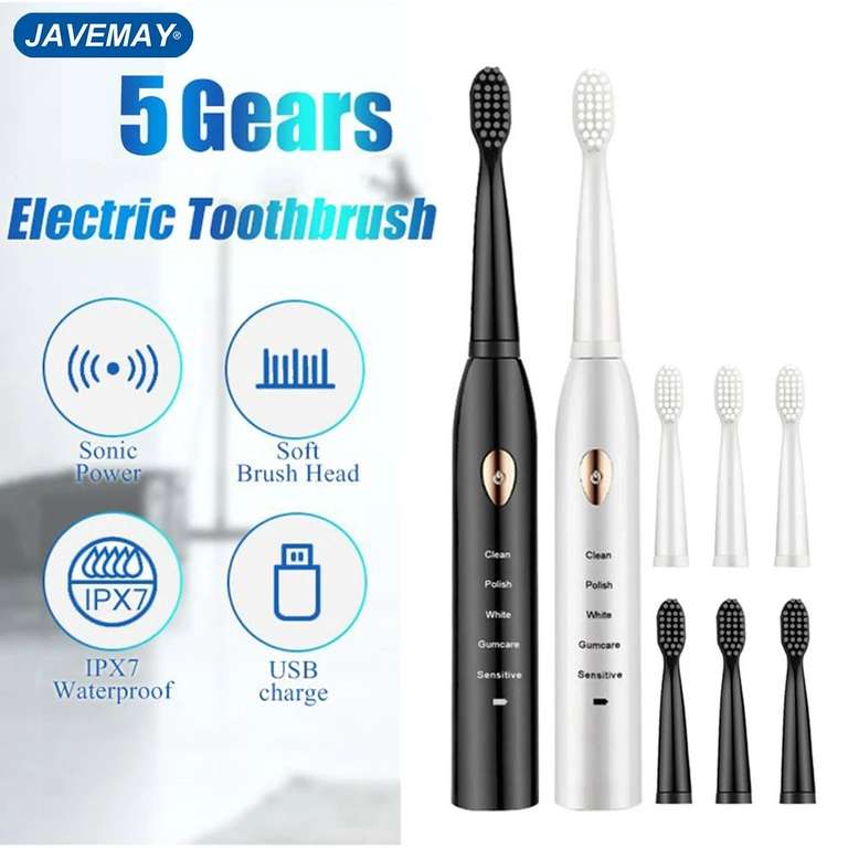Cepillo de dientes eléctrico sónico dispositivo blanqueador IPX7, resistente al agua, con temporizador automático, J209