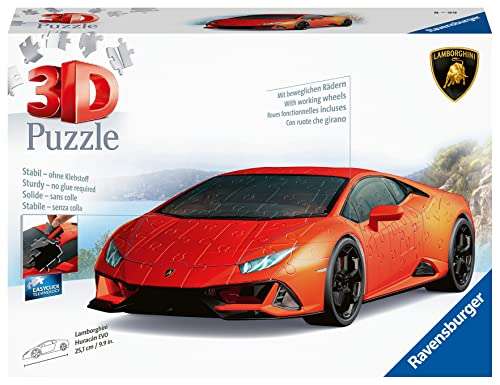 Puzzle 3D, Lamborghini Huracán Evo, Edad Recomendada 8+, 108 Piezas - Dimensiones: 25.1 x 12.4 x 6.5 cm