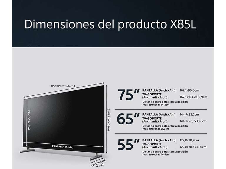 TV LED 55" Sony BRAVIA 55X85L, Full Array LED, 4K HDR 120, Google TV, HDMI 2.1 // 65" por 1099€
