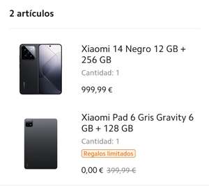 Xiaomi 14 (12+256gb) + mi pad 6(Estudiantes) (mas barato con mi points) (750€ sin estudiantes)