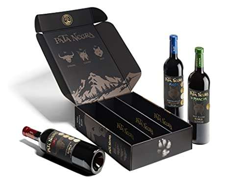 Pata Negra - Estuche Edición Especial Fauna Ibérica de 3 Botellas de Vino con D.O. Rioja Crianza, Toro Roble y Mancha Roble