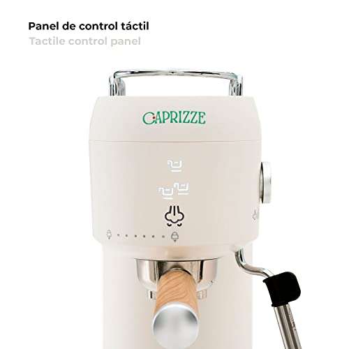 Caprizze Cafetera Express Semiautomática Hikari 1400 W 20 Bares con Vaporizador y Espumador USB incluido Bandeja Superior Calefactada