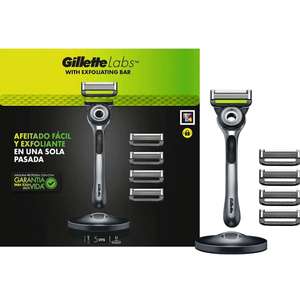 Gillette Labs Maquinilla de Afeitar + 5 Cuchillas de Recambio + Base Magnética de Metal