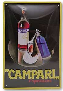 Campari Bitter Aperitif - Cartel de chapa de licor retro, 30 x 20 cm