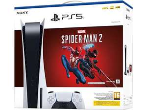 Consola - Sony PlayStation 5 Standard, 825 GB, 4K, 1 mando, Chasis C, Blanco + Juego Marvel's Spider-Man 2 (código de descarga)