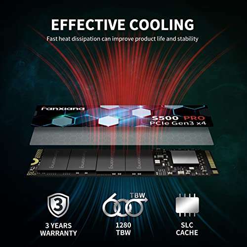 fanxiang S500 Pro 2TB NVMe SSD M.2 PCIe Gen3x4 2280 hasta 3500 MB/s