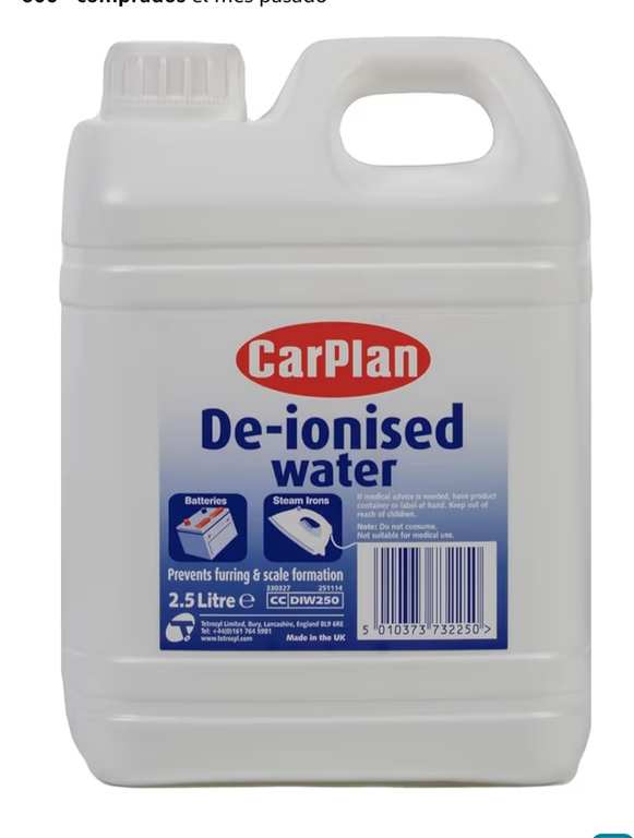Imagen de CarPlan Agua Desionizada, Apta Par