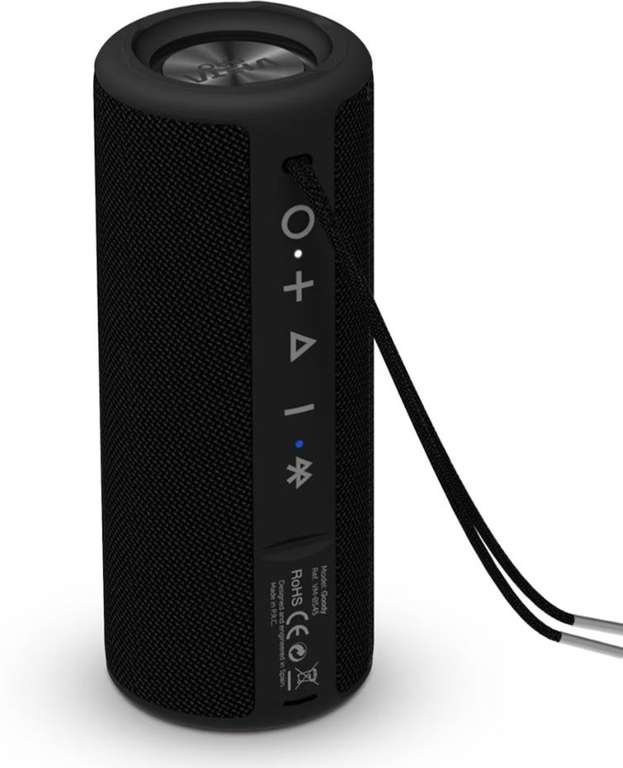 Altavoz Goody de Vieta Pro con Bluetooth 5.0, Resistente al agua IPX6, TWS, Entrada Aux In, Radio FM, 15 horas de batería, negro