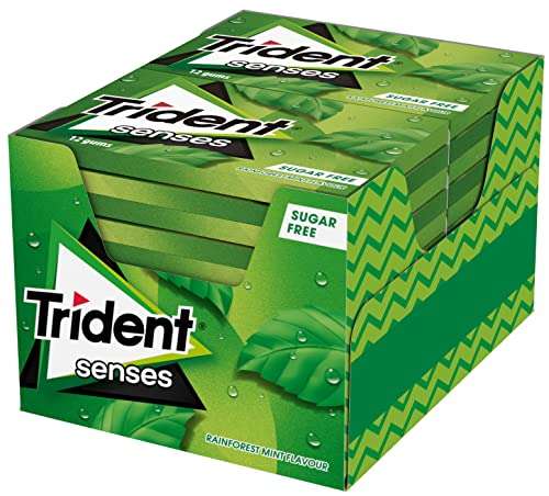 Trident Senses Spearmint- Chicles sin Azúcar con Sabor a Hierbabuena- Paquete de 12 envases de 23 g