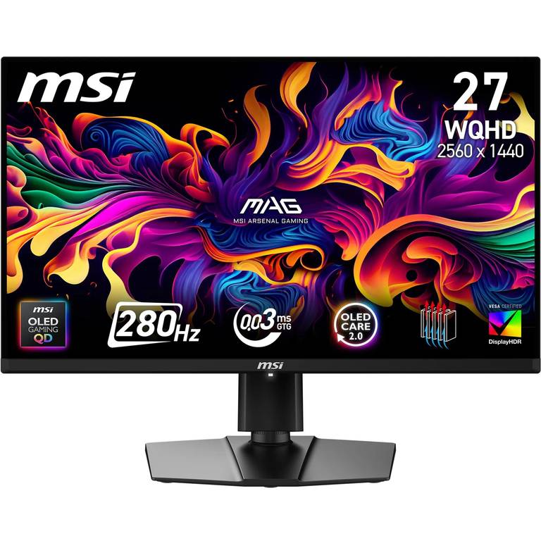 MSI mag 271QP QD-OLED X28 Monitor Gaming WQHD de 27 Pulgadas, Panel OLED Quantum Dot de 2560 x 1440 280 Hz 0,03 ms DisplayHDR True Black 400
