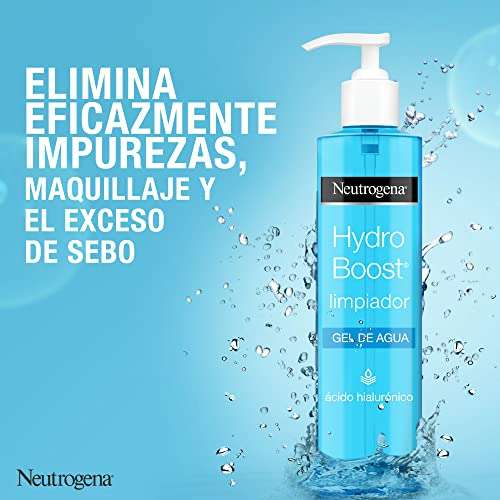 Neutrogena. Gel limpiador facial de agua Hydro Boost, con ácido hialurónico, ligero y natural, 3 unidades de 200ml c/u