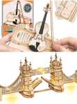 Puzzle 3D Madera, maqueta de Violín. También Tower Bridge