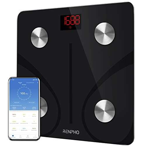Bascula de Baño Digital Grasa Corporal, RENPHO Balanza Bluetooth Inteligente con App, Mediciónes de Peso IMC Visceral e Muscular