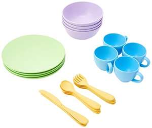 Set de 24 piezas de platos, vasos y cubiertos infantil