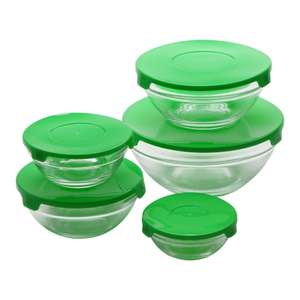 Set de 5 fiambreras de cristal San Ignacio en color verde