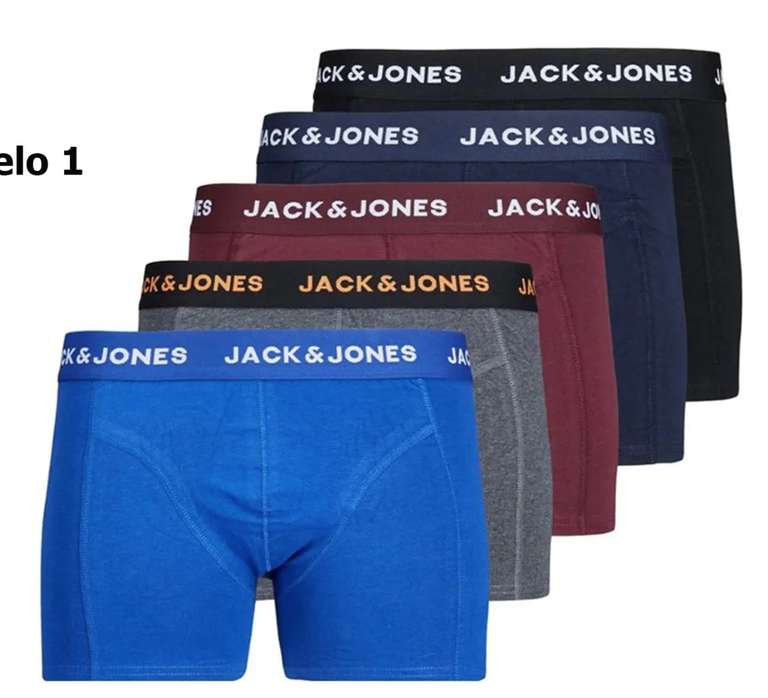 Pack de 5 Boxer Jack & Jones 95% algodón y 5% elastano - Todas las Tallas