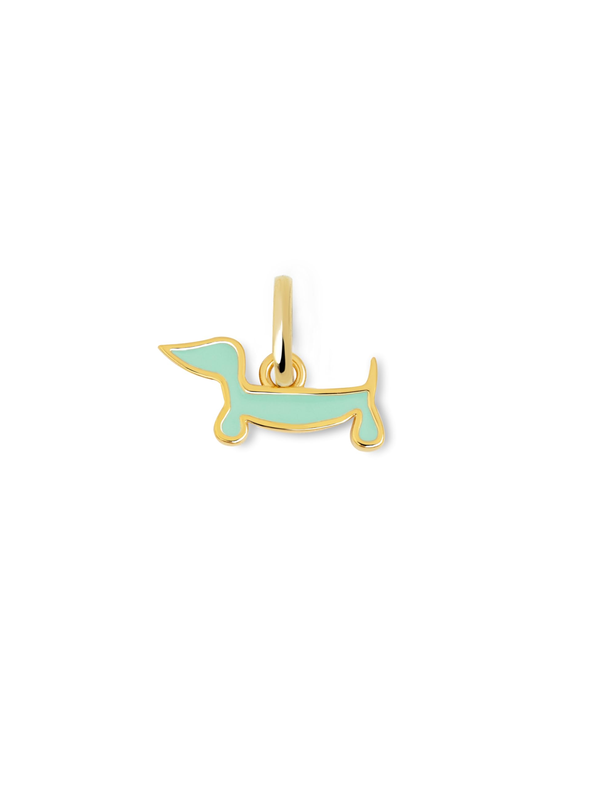 SINGULARU - Charm Mini Perro Teckel Enamel Sky. Latón con Acabado en Baño de Oro de 18kt. Joyas para Mujer