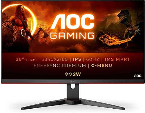 AOC Monitor Gaming U28G2AE- 28" UHD, 60Hz, 1ms, IPS, Adaptive Sync