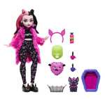 Monster High Fiesta de Pijamas Draculaura Muñeca articulada con Pijama, Mascota murciélago y Accesorios, Juguete +4 años (Mattel HKY66)