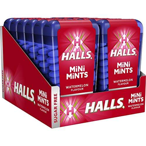 Halls Mini Mints - Caramelos comprimidos - Sabor Sandía - Paquete con 12 envases de 12.5 g