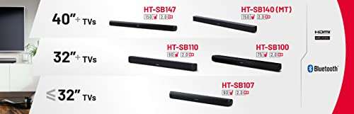 Sharp HT-SB107 2.0 Barra de sonido cine en casa Bluetooth, HDMI ARC/CEC, USB Playback, Potencia máxima 90W