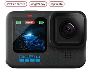 Cámara deportiva - GoPro Hero 12, HyperSmooth, 27 megapixels, 5.3K, HDR, Sumergible hasta 10m, Cámara lenta, Negro (Descuento en carrito)